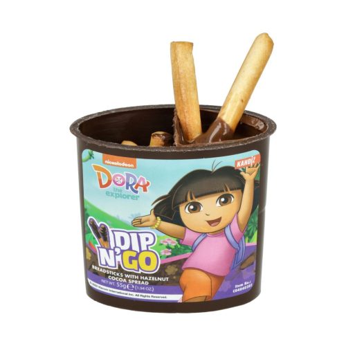 Dip N' Go Kakaós mogyorókrém és ropogós pálcikák 55g - Dora a felfedező